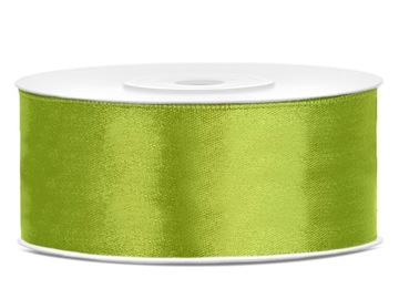 TASIEMKA WSTĄŻKA SATYNOWA jasnozielona 25 mm x 25 m na kokardy do prezent
