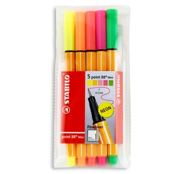 Cienkopis Stabilo Point 88 MINI neon 5 kol etui