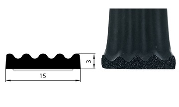 Uszczelka samoprzylepna na klej SD-42 15x3mm 100mb