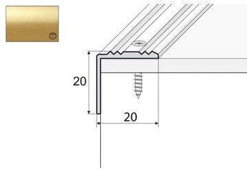 A30 Kątownik 20x20mm aluminiowy 120cm ZŁOTO