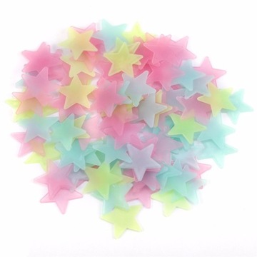 Gwiazdki naklejki fluorescencyjne, świecące 100szt