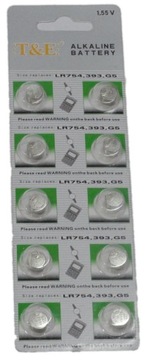 10 x Bateria T&E AG5 LR754 393 LR48 193 GP93A