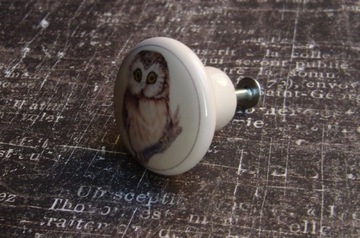 Керамическая ручка OWL сова в горошек