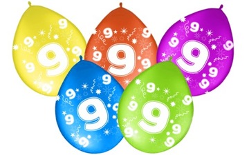 Balony Cyfra 9 DZIEWIĘĆ Urodziny Party Balon 5 szt
