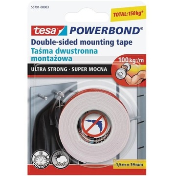 TESA MOCNA TAŚMA MONTAŻOWA ULTRA STRONG 100kg POWERBOND DWUSTRONNA KLEJĄCA