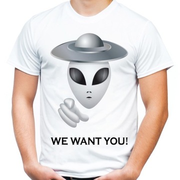 Koszulka z Ufo Obcym Alien We Want You kosmita -S