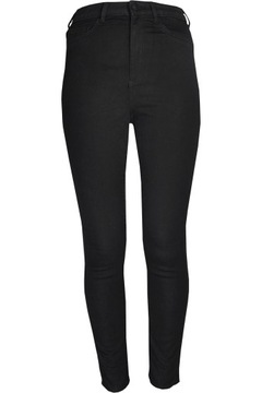 H&M Damskie Czarne Jeansowe Spodnie Rurki Wysoki Stan Bawełna S 26/32