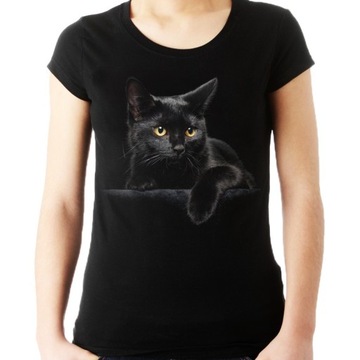 Koszulka z kotem bluzka z głową kota t-shirt kot S