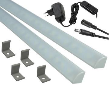 Oświetlenie LED podszafkowa listwa narożna 2x80cm
