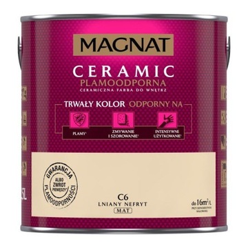 MAGNAT Ceramic farba do ścian 5L C6 LNIANY NEFRYT