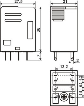 Катушка реле Mini DIN 24 В 2x НО/НЗ 10 А