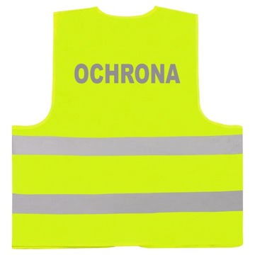 KAMIZELKA ODBLASKOWA NAPIS OCHRONA SREBRNY - 5XL