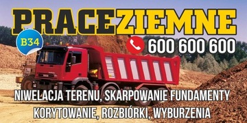 Baner reklamowy - Prace ziemne Koparka 2,5x1,25m