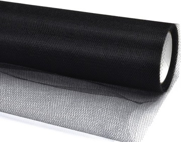 TIUL Dekoracyjny na Rolce CZARNY Ślub Wesele Komunia Chrzest 15cm 9m