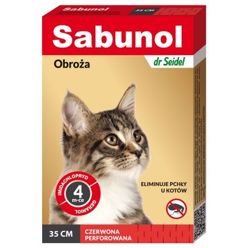 Sabunol GPI Obroża czerwona dla kota 35cm na pchły
