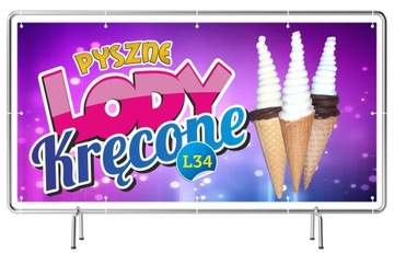 Gotowe Baner REKLAMA 2mx1m - Lody Kręcone