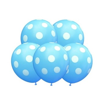 BALONY ROCZEK URODZINY NIEBIESKIE GROCHY 5 SZT