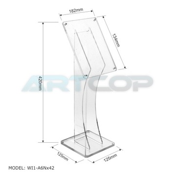 А6 - Подставка из оргстекла для описания, высота листовки 42см.
