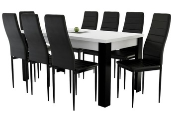 prostokątny stół z 8 krzesłami, rozkładany stół z laminatu, komplet mebli