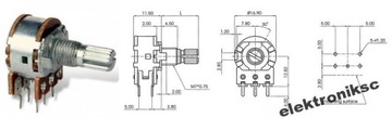 Поворотный потенциометр 2x500KB 2x470KB линейный