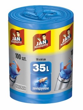 JAN NIEZBĘDNY - WORKI NA ŚMIECI 35L/100szt zawiązy