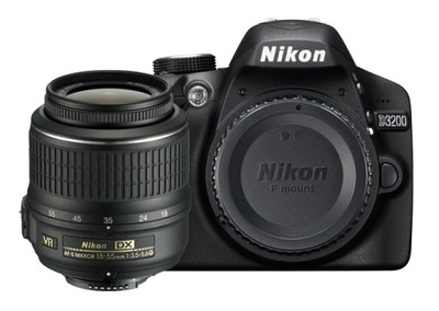 Lustrzanka Nikon D3200 korpus + 18-55 Nikkor VR II