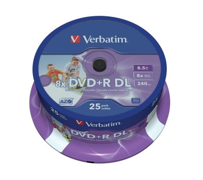 VERBATIM DVD+R DL Printable 8,5GB 8x c25 MKM-003 !