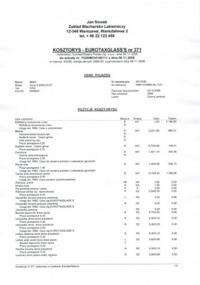 Kosztorys Eurotax, Audatex, DAT, wycena wartości.