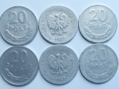 Moneta 20 gr groszy 1962 r ładna