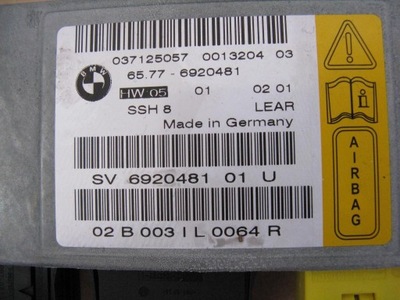 Модуль подушки безпеки датчик подушка безпеки bmw e65 6920481 фото №1