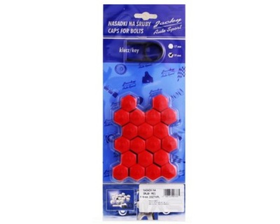 Nakładki nasadki na śruby 17mm 20szt czerwone red