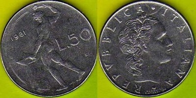 WŁOCHY 50 Lira 1981 r.