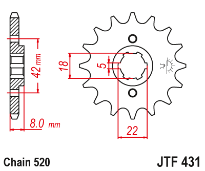 PINION GEAR FRONT JT JTF431.14 14Z SIZE 520 - milautoparts-fr.ukrlive.com