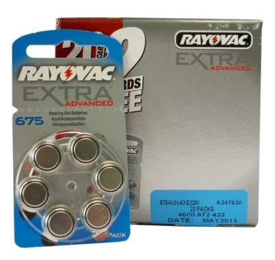 Bateria 675 DA675 PR675 Rayovac EXTRA 6 sztuk