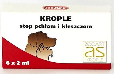 KROPLE ziołowe AS ZooArt przeciw pchłom kleszczą dla kota psa 6x2ml paczka