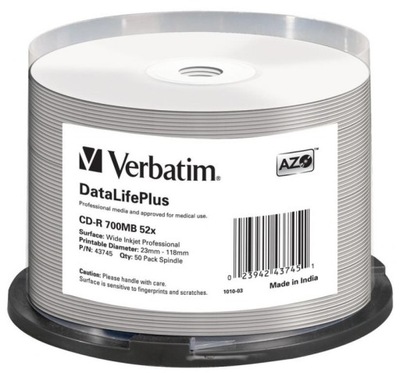 Płyty VERBATIM CD-R PRINTABLE DataLifePlus 50szt