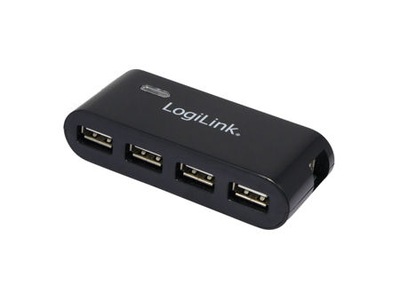 Hub USB 2.0 4porty Logilink zasilacz 5V 2A CZARNY