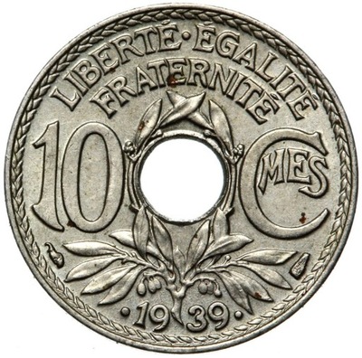 Francja - moneta - 10 Centymów 1939 - Z KROPKAMI