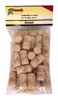 KOREK NATURALNY LITY 24x45mm DO WINA BUTELEK 30szt