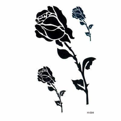 Tatuaż TYMCZASOWY róża rose gałązka kwiat kolce @@
