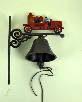 Dzwonek ze strażą pożarną - żeliwny