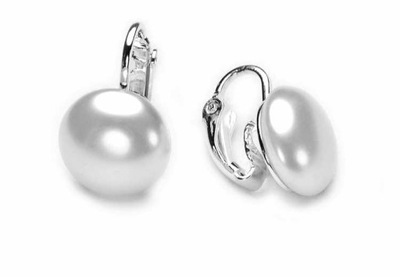 Klipsy perłowe białe, małe, wesele, Jablonex