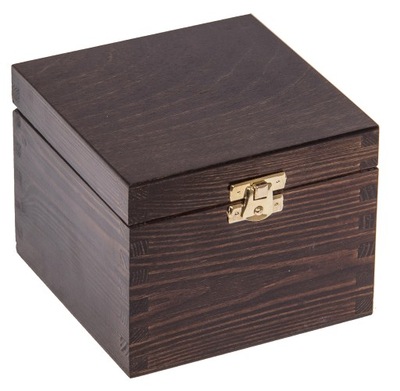 Organizér, kufrík, skrinka - PUDEŁKO 13,5x13,5x10,5 z zapięciem DECOUPAGE brąz