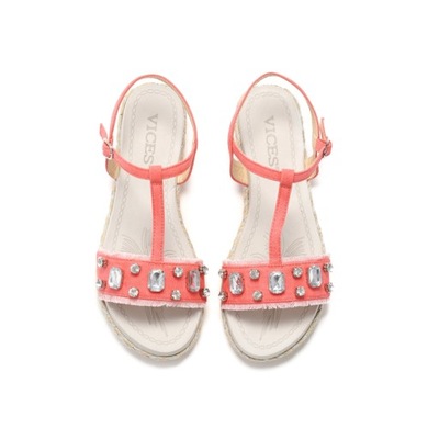 KORALOWE SANDAŁKI ESPADRYLE -39- KAMIENIE CYRKONIE