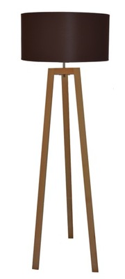 Lampa Stojąca Podłogowa Trójnóg LED Drewniana Brąz
