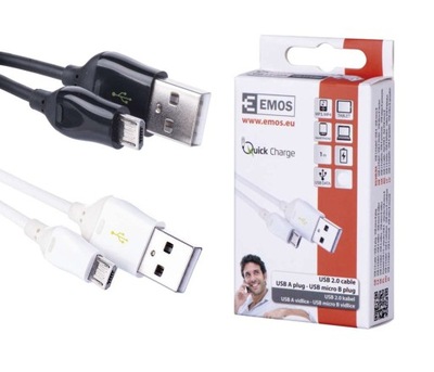 Przyłącze wtyk micro USB na USB A Quick Charge 1m