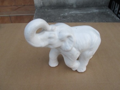 Biały słoń ceramiczny figurka na szczęście słonik
