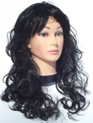 Peruka czarna długie falowane włosy czarne (802)