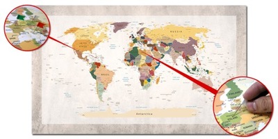 Tablica KORKOWA Mapa Świata państwa obraz 90x50
