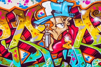 Plakat graffiti, miasto, mural - 60 WZORÓW 40x30